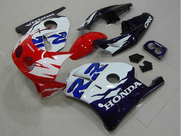 Beste Honda CBR250RR MC22 Motorrad Verkleidung 1990-1998 - Weiss Rot Glanzendes Schwarz