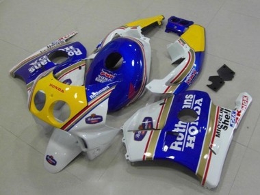 Beste Honda CBR250RR MC22 Motorrad Verkleidung 1990-1998 - Weiss Blau Gelb Rothmans