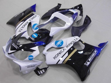 Beste Honda CBR600 F4i Motorrad Verkleidung 2001-2003 - Weiss Blau Glanzendes Schwarz Konica Minolta