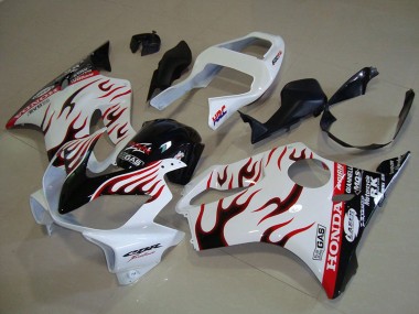 Beste Honda CBR600 F4i Motorrad Verkleidung 2001-2003 - Weiss Rot Glanzendes Schwarz Flamme
