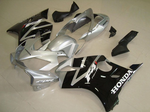 Beste Honda CBR600 F4i Motorrad Verkleidung 2004-2007 - Silber Glanzendes Schwarz