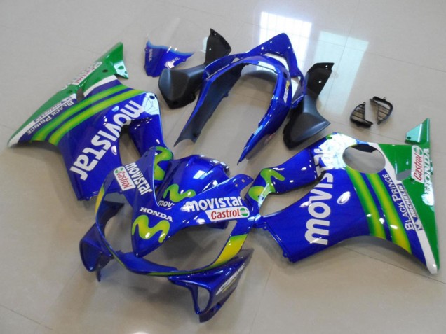 Beste Honda CBR600 F4i Motorrad Verkleidung 2004-2007 - Blau Grun MoviStar Castrol