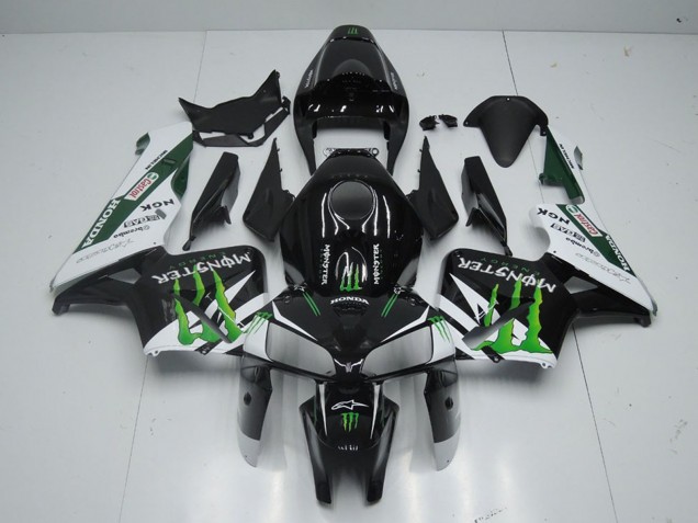 Beste Honda CBR600RR Motorrad Verkleidung 2005-2006 - Glanzendes Schwarz Weiss Grun Monster