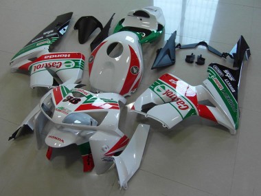 Beste Honda CBR600RR Motorrad Verkleidung 2005-2006 - Weiss Rot Grun Castrol 38