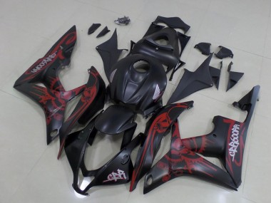 Beste Honda CBR600RR Motorrad Verkleidung 2007-2008 - Matt Schwarz Rot Schadel