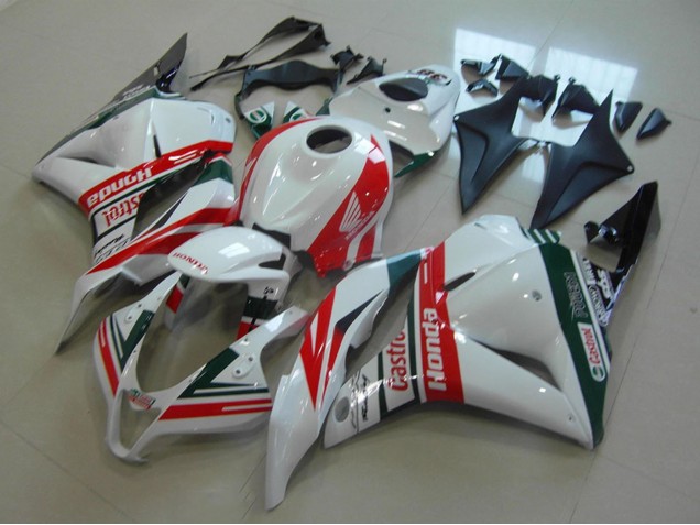 Beste Honda CBR600RR Motorrad Verkleidung 2009-2012 - Weiss Rot Grun Castrol