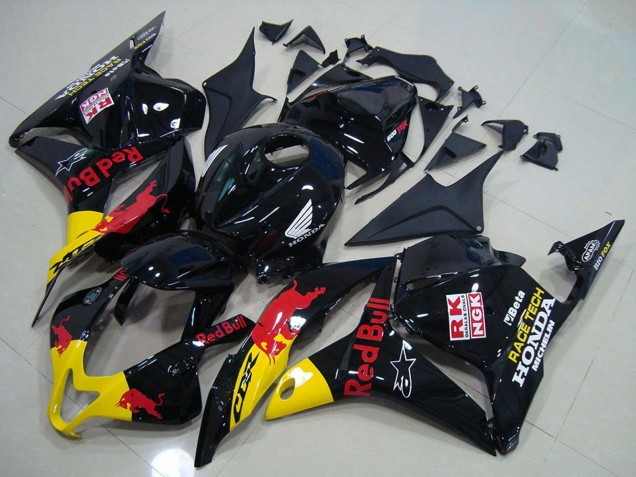 Beste Honda CBR600RR Motorrad Verkleidung 2009-2012 - Glanzendes Schwarz Gelb Red Bull