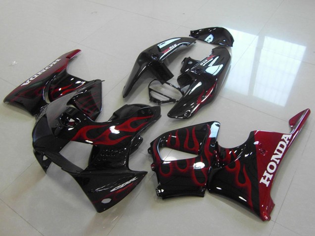 Beste Honda CBR900RR 919 Motorrad Verkleidung 1998-1999 - Glanzendes Schwarz Rot Flamme
