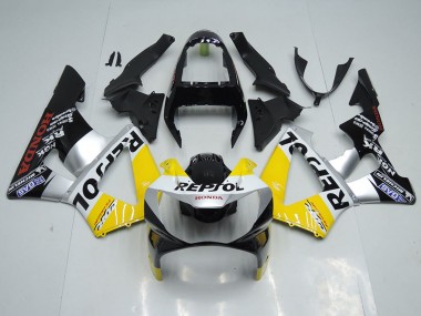 Beste Honda CBR900RR 929 Motorrad Verkleidung 2000-2001 - Gelb Silber Glanzendes Schwarz Repsol