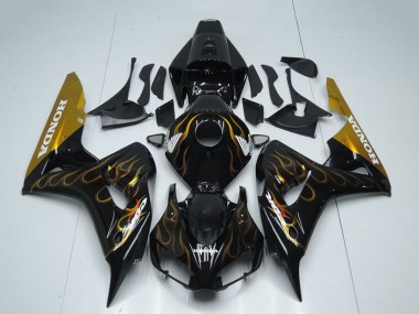 Beste Honda CBR1000RR Motorrad Verkleidung 2006-2007 - Glanzendes Schwarz Gold Flamme