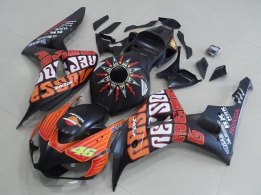 Beste Honda CBR1000RR Motorrad Verkleidung 2006-2007 - Matt Schwarz Orange Rossi 46
