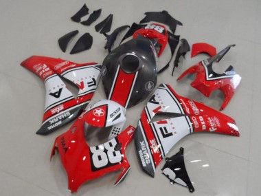 Beste Honda CBR1000RR Motorrad Verkleidung 2008-2011 - Weiss Rot Matt Schwarz Dunlop Fiamm 88