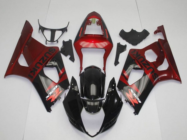 Beste Suzuki GSXR 1000 Motorrad Verkleidung 2003-2004 - Rot Glanzendes Schwarz