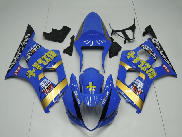 Beste Suzuki GSXR 1000 Motorrad Verkleidung 2003-2004 - Blau Gold Schwarz Rizla