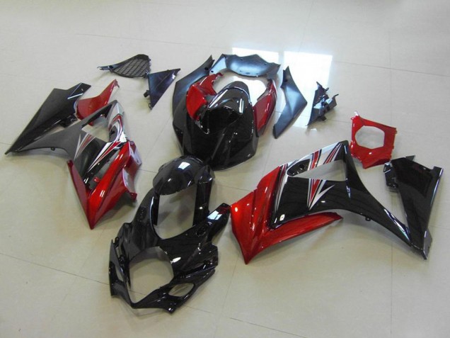 Beste Suzuki GSXR 1000 Motorrad Verkleidung 2007-2008 - Rot Glanzendes Schwarz Kein Aufkleber