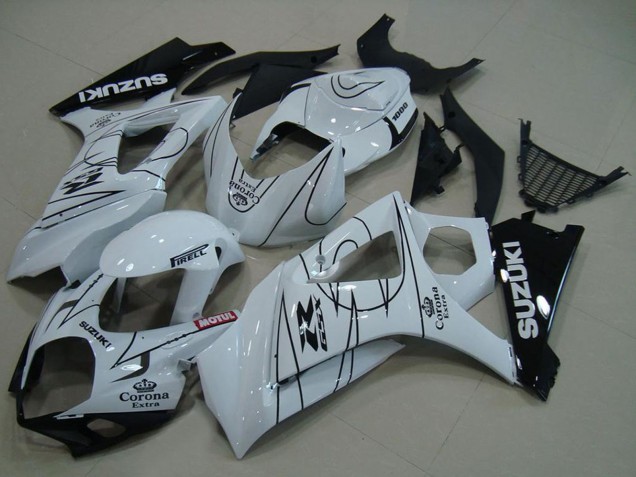 Beste Suzuki GSXR 1000 Motorrad Verkleidung 2007-2008 - Weiss Schwarz Corona