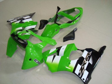 Beste Kawasaki ZX6R Motorrad Verkleidung 2000-2002 - Grun Weiss Schwarz 636