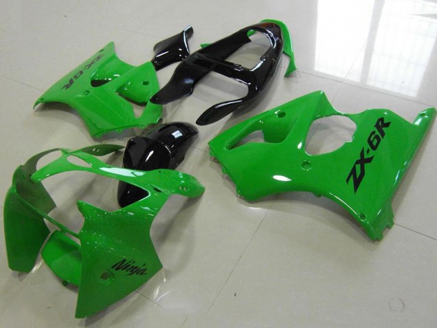 Beste Kawasaki ZX6R Motorrad Verkleidung 2000-2002 - Grun Glanzendes Schwarz