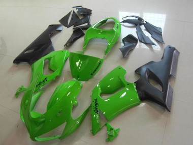 Beste Kawasaki ZX6R Motorrad Verkleidung 2005-2006 - Grun Matt Schwarz