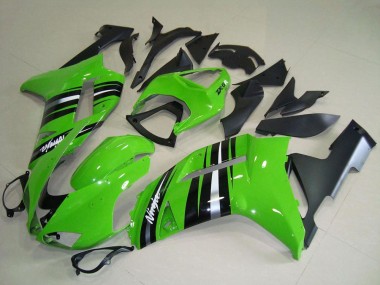 Beste Kawasaki ZX6R Motorrad Verkleidung 2007-2008 - Grun und Silber Streifen