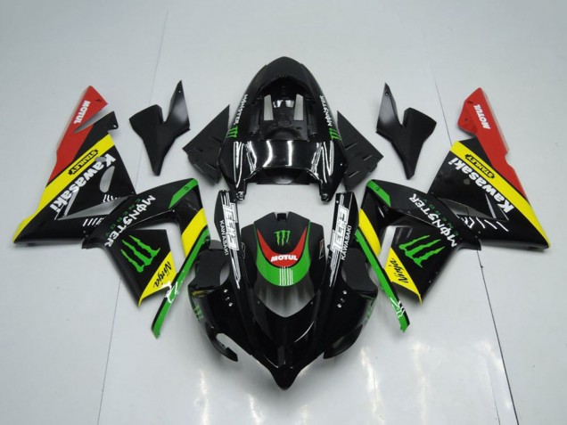 Beste Kawasaki ZX10R Motorrad Verkleidung 2004-2005 - Glanzendes Schwarz Rot Gelb Grun Monster
