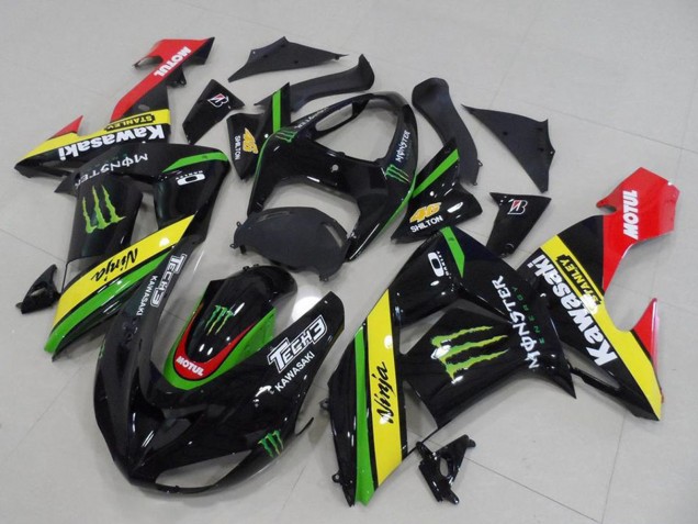 Beste Kawasaki ZX10R Motorrad Verkleidung 2006-2007 - Glanzendes Schwarz Rot Gelb Grun Monster