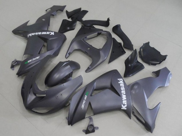 Beste Kawasaki ZX10R Motorrad Verkleidung 2006-2007 - Matt Grau Weiss Aufkleber