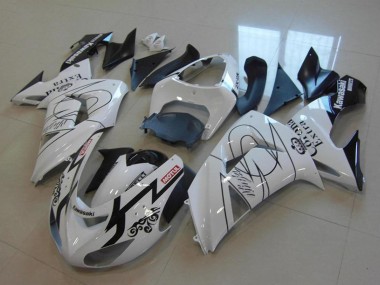 Beste Kawasaki ZX10R Motorrad Verkleidung 2006-2007 - Weiss Schwarz Rot Motul Corona Extra