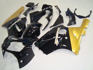 Beste Kawasaki ZX12R Motorrad Verkleidung 2000-2001 - Glanzendes Schwarz Gold