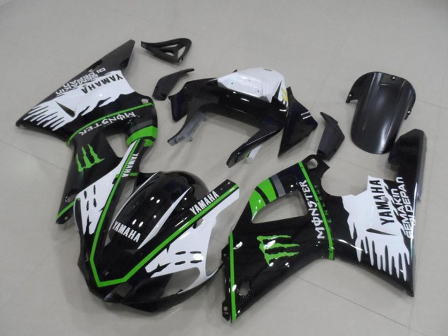 Beste Yamaha YZF R1 Motorrad Verkleidung 2000-2001 - Weiss Schwarz Grun Monster
