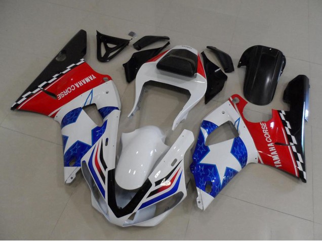 Beste Yamaha YZF R1 Motorrad Verkleidung 2000-2001 - Weiss Rot Blau Schwarz Corse