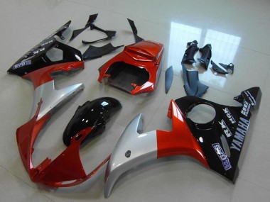 Beste Yamaha YZF R6 Motorrad Verkleidung 2003-2004 - Rot Silber Glanzendes Schwarz