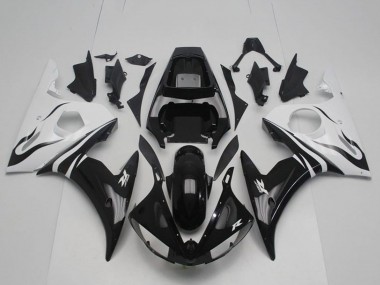 Beste Yamaha YZF R6 Motorrad Verkleidung 2003-2004 - Weiss Glanzendes Schwarz