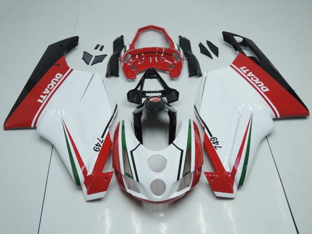 Beste Ducati 749 Motorrad Verkleidung 2003-2004 - Weiss Rot Grun Glanzendes Schwarz