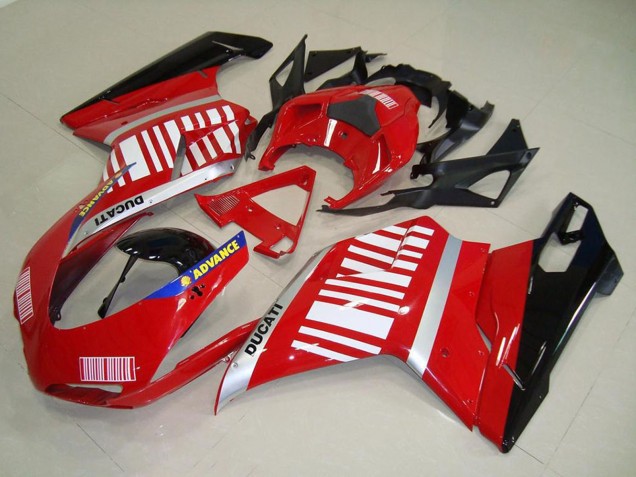 Beste Ducati 848 1098 1198 Motorrad Verkleidung 2007-2014 - Silber Blau Rot Glanzendes Schwarz