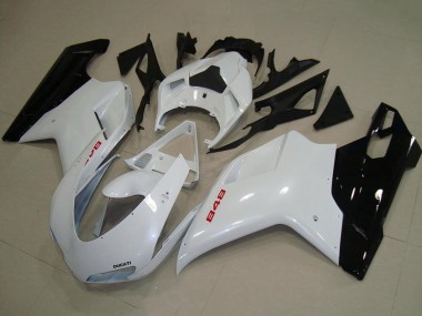 Beste Ducati 848 Motorrad Verkleidung 2007-2014 - Weiss Glanzendes Schwarz
