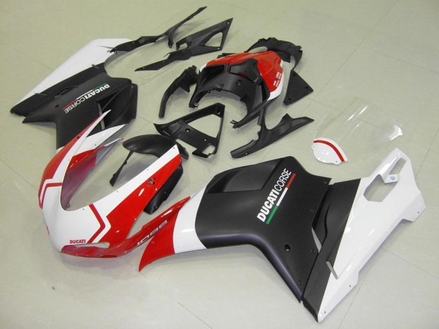 Beste Ducati 1098 Motorrad Verkleidung 2007-2014 - Weiss Rot Matt Schwarz Corse