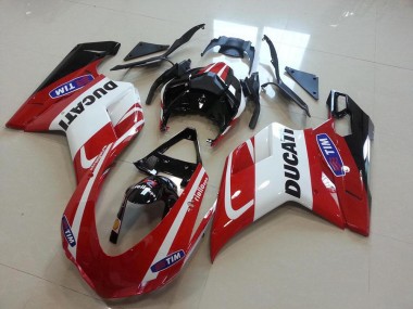 Beste Ducati 848 1098 1198 Motorrad Verkleidung 2007-2014 - Weiss Rot Glanzendes Schwarz Tim