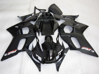 Beste Yamaha YZF R6 Motorrad Verkleidung 1998-2002 - Glanzendes Schwarz Matt Schwarz
