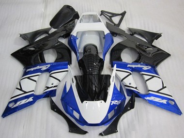Beste Yamaha YZF R6 Motorrad Verkleidung 1998-2002 - Weiss Blau Glanzendes Schwarz Champions