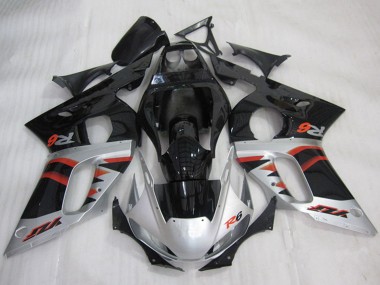 Beste Yamaha YZF R6 Motorrad Verkleidung 1998-2002 - Silber Rot Glanzendes Schwarz