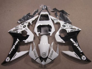 Beste Yamaha YZF R6 Motorrad Verkleidung 2003-2004 - Weiss Glanzendes Schwarz Jordan Dunlop