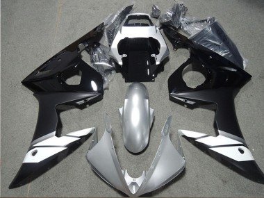 Beste Yamaha YZF R6 Motorrad Verkleidung 2003-2004 - Weiss Silber Glanzendes Schwarz Matt Schwarz