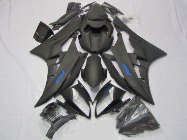 Beste Yamaha YZF R6 Motorrad Verkleidung 2006-2007 - Matt Schwarz Blau Aufkleber