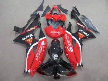 Beste Yamaha YZF R6 Motorrad Verkleidung 2008-2016 - Rot Weiss Glanzendes Schwarz Volvo Santunder Fimer
