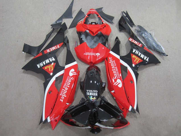 Beste Yamaha YZF R6 Motorrad Verkleidung 2008-2016 - Rot Weiss Glanzendes Schwarz Volvo Santunder Fimer