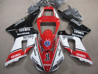 Beste Yamaha YZF R1 Motorrad Verkleidung 1998-1999 - Weiss Rot Glanzendes Schwarz Yamalube 50