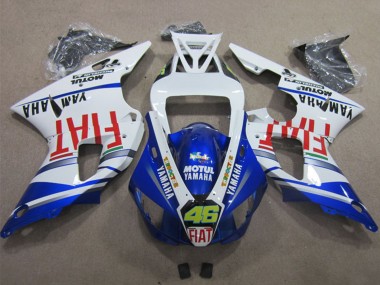 Beste Yamaha YZF R1 Motorrad Verkleidung 1998-1999 - Weiss Blau Rot Motul Fiat 46