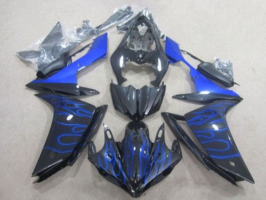 Beste Yamaha YZF R1 Motorrad Verkleidung 2007-2008 - Glanzendes Schwarz Blau Flamme