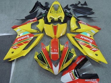 Beste Yamaha YZF R1 Motorrad Verkleidung 2007-2008 - Gelb Rot Schwarz Weiss Schwan
